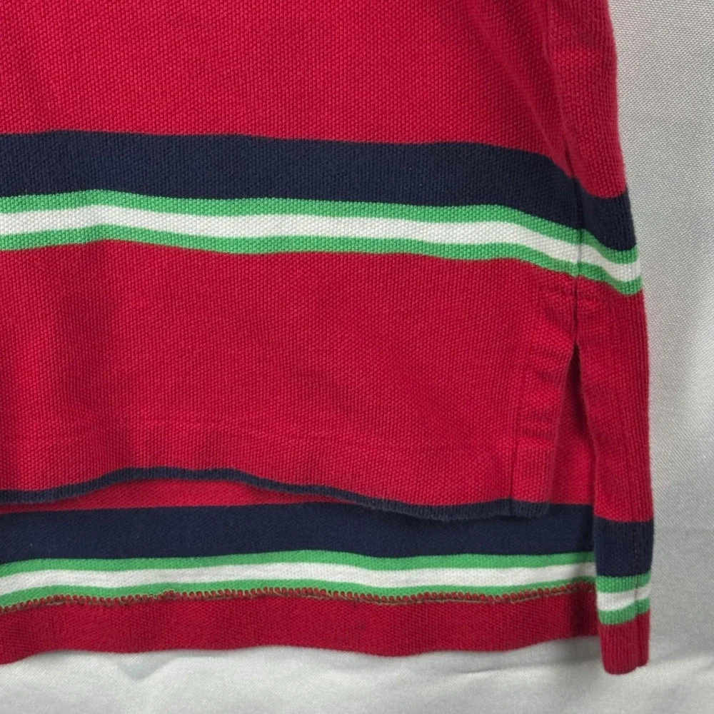 Polo Ralph Lauren Mens Large Red Striped Short Sleeve Cotton Pique Polo Shirt